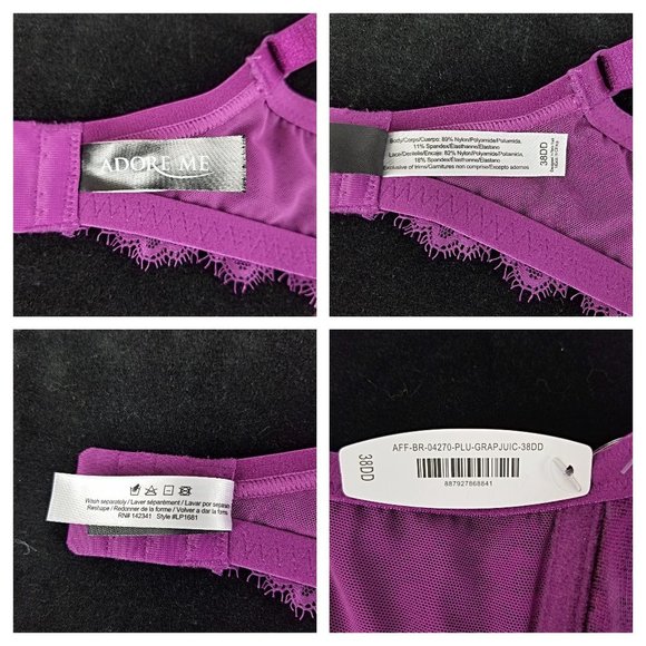 NWT - Adore Me Grape padded underwire bra 38DD - Picture 8 of 8